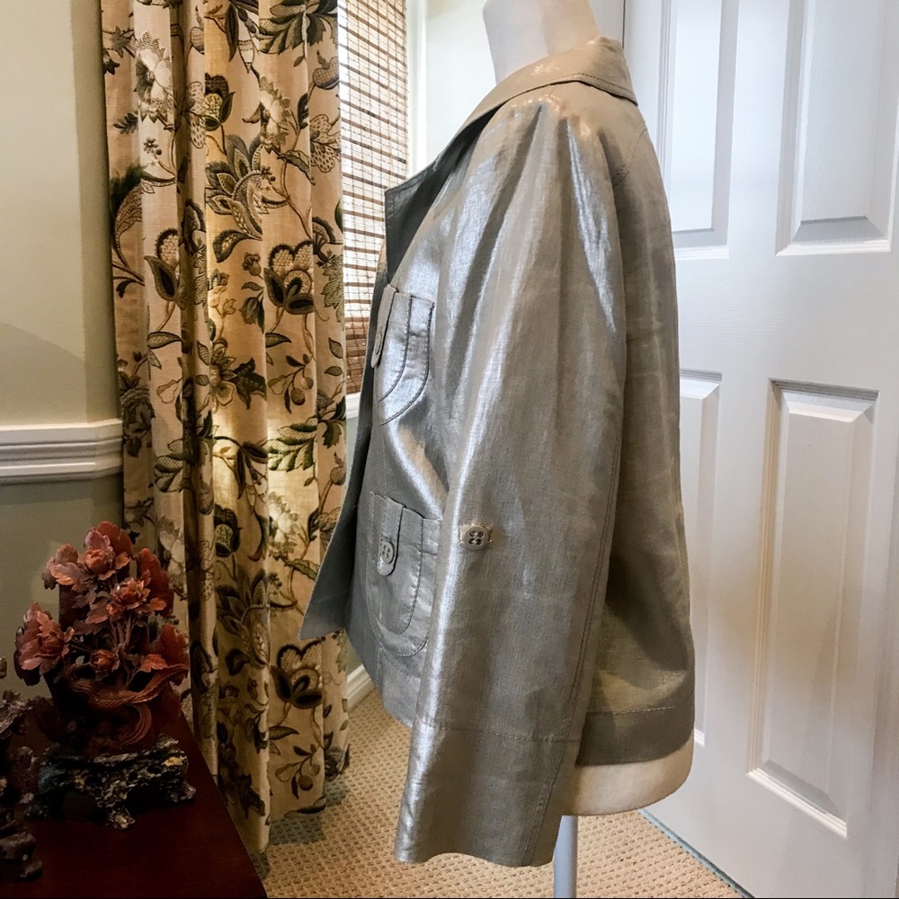 Gerard Darel Metallic Linen Made in Italy Safari Jacket Top EU size 42 - Picture 5 of 8